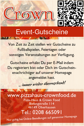 Gutscheine Einlosen Pizza Haus Crown Food 2020